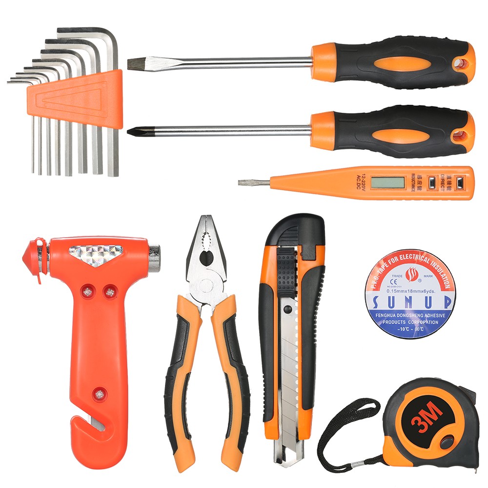 18pcs Hand Tools set household appliances Electrical Maintenance Repair Tool wrench + screwdriver + knife + Hammer with tool box