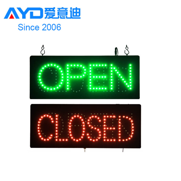 Hidly  9*19'' Wholesale Manufacturer Indoor High Brightness Open Close LED Sign Business Animated Motion Window&Wall Display