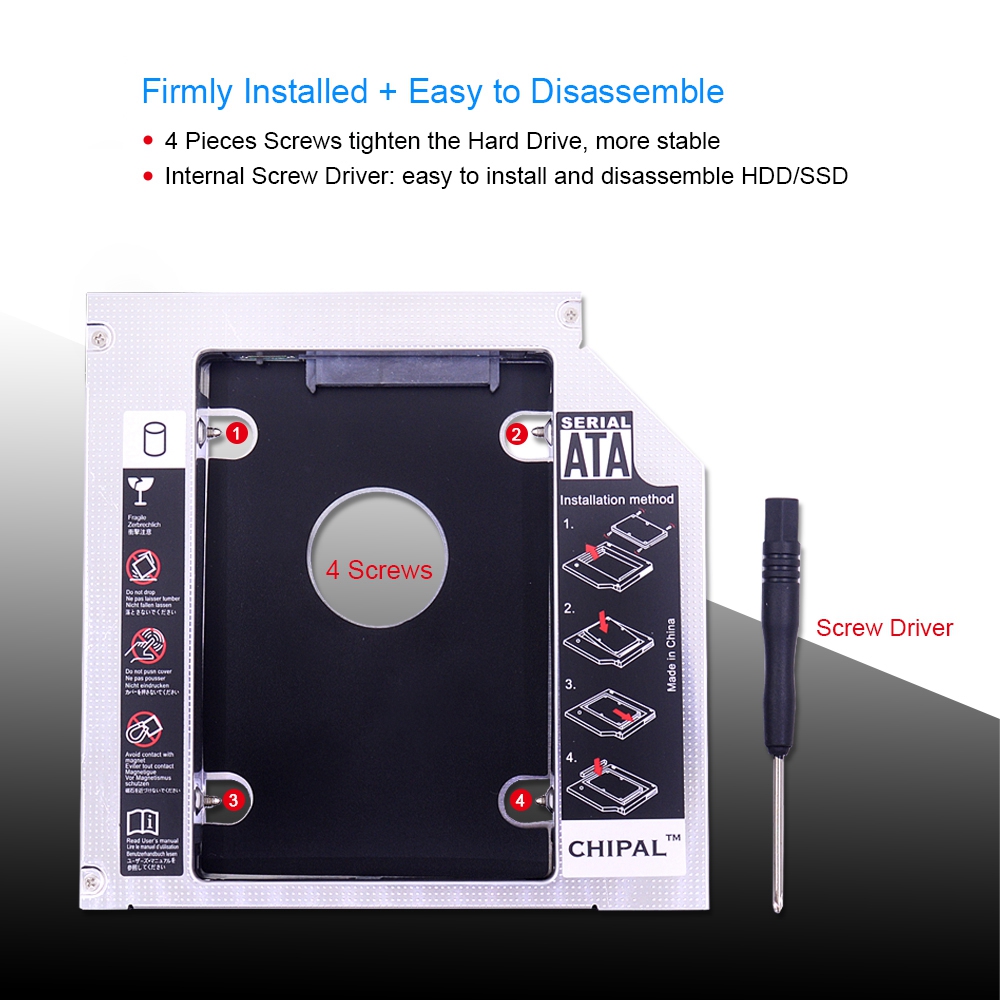 2nd HDD Caddy 12.7mm Universal hard drive tray SATA To 2.5 SSD Case