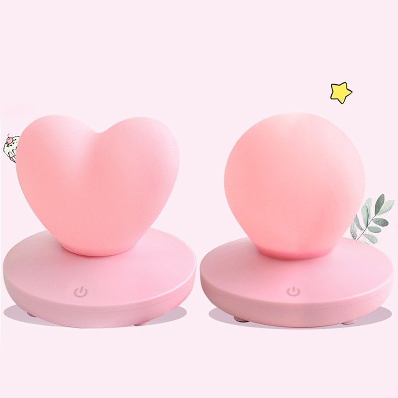 Creative Heart Shape LED Night Light USB Charging Silicone Desk Lamp Touch Sensor LED Light Home Bedroom Decoration Lovely Gift