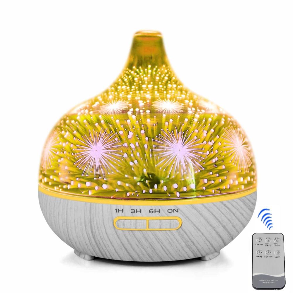 Ideas 2019 Smart Wifi Remote Controller Cool Mist & 3D Glass Essential Oil Diffuser with 7 color led change