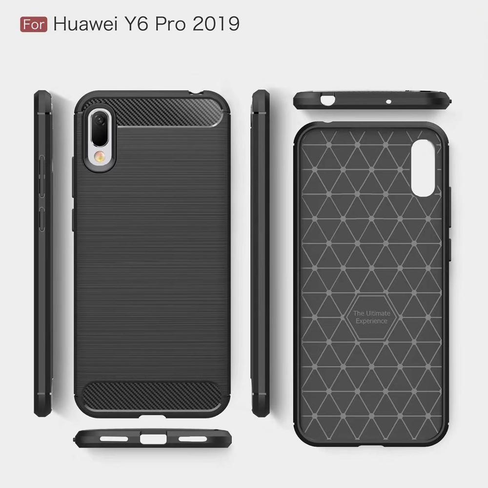 New Arrival Shockproof Carbon Fiber Case Cover for Huawei Y6 Pro 2019 TPU+PC case