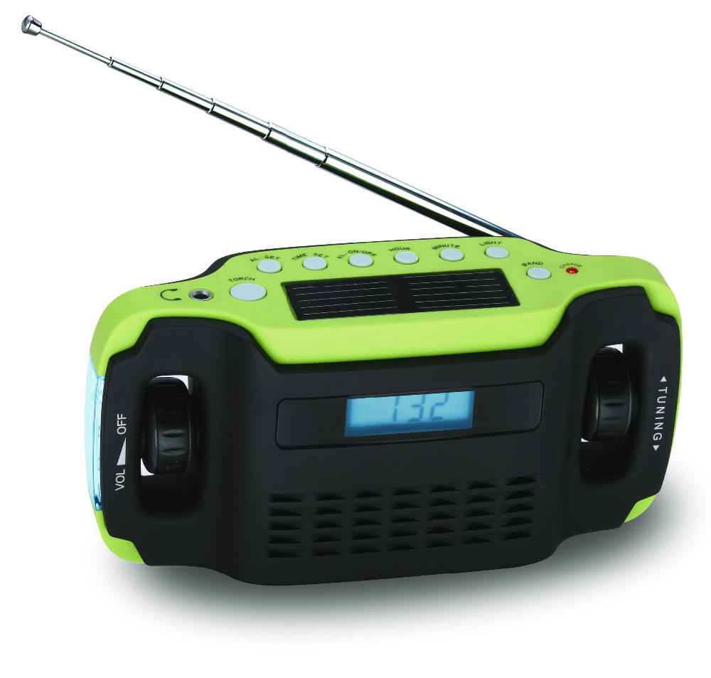 dynamo solar self powered am/fm radio with Emergency flashlight,multifunctional radio for outdoor travel