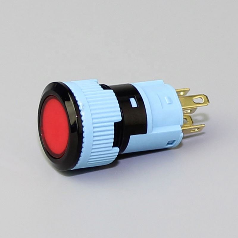 16MM IP67 Black Housing Button Illuminated Push Button Switch For Toys