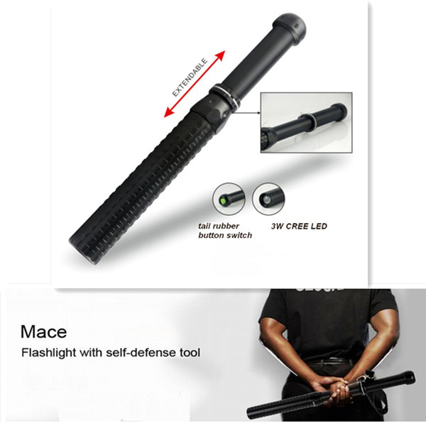 extendable led police self defence mace 1101 police flashlight