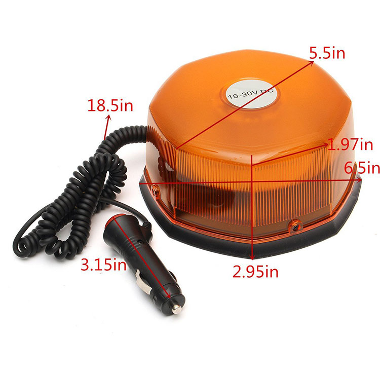 24V amber yellow rotating beacon light 12v led flashing beacon warning lights with cigarette lighter