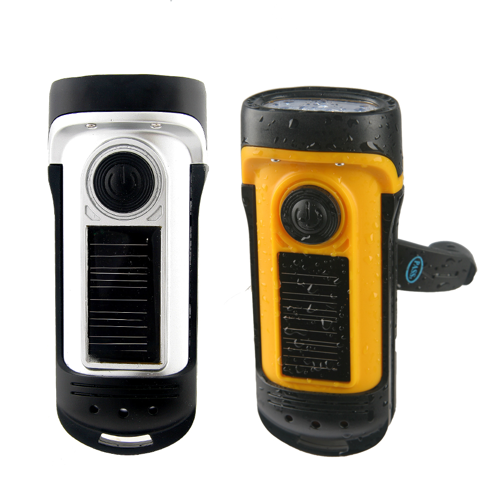 Waterproof Hand Crank Solar Portable LED Torch Flashlight