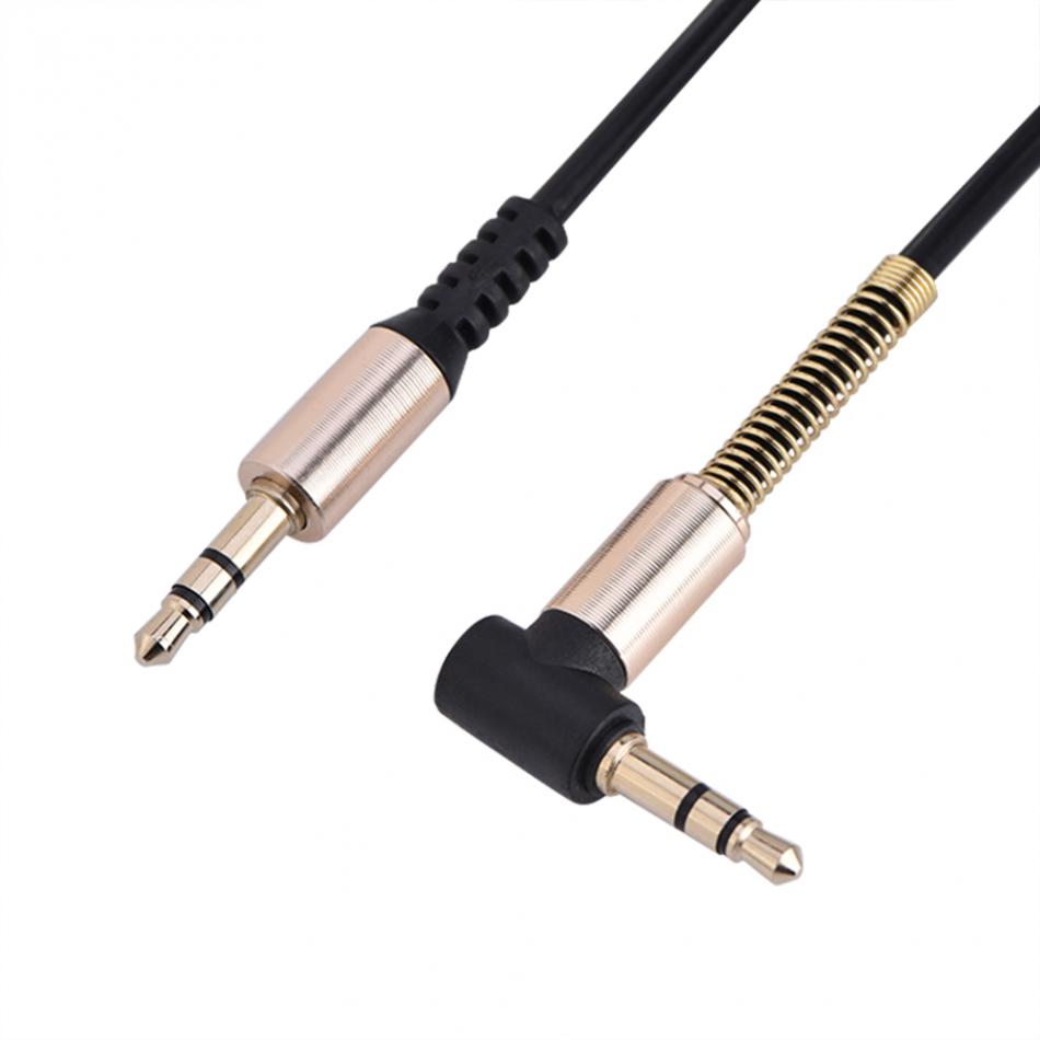 Audio Cables 3.5mm Male to Male Aux Cable L-Shaped 1.8m Retractable Cord for Car Audio Earphone Spring Cable Universal