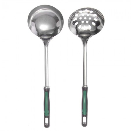 Stainless Steel Soup Ladle Spoon Skimmer Strainer Set Kitchen Cooking