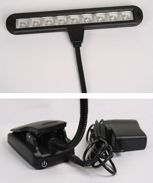 Clip on 9LEDs Rechargeable Light For Music Stands, book reading