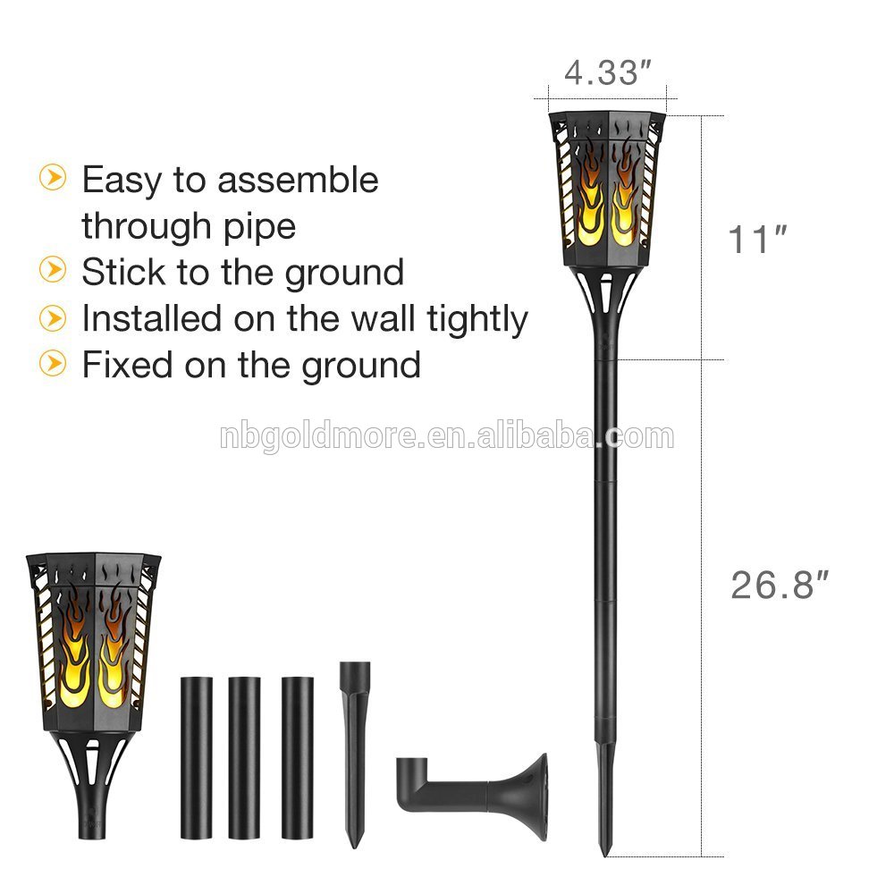 Goldmore Rechargeable Battery flames shape LED Flickering Solar Flame Light For Outdoors/Garden/Road