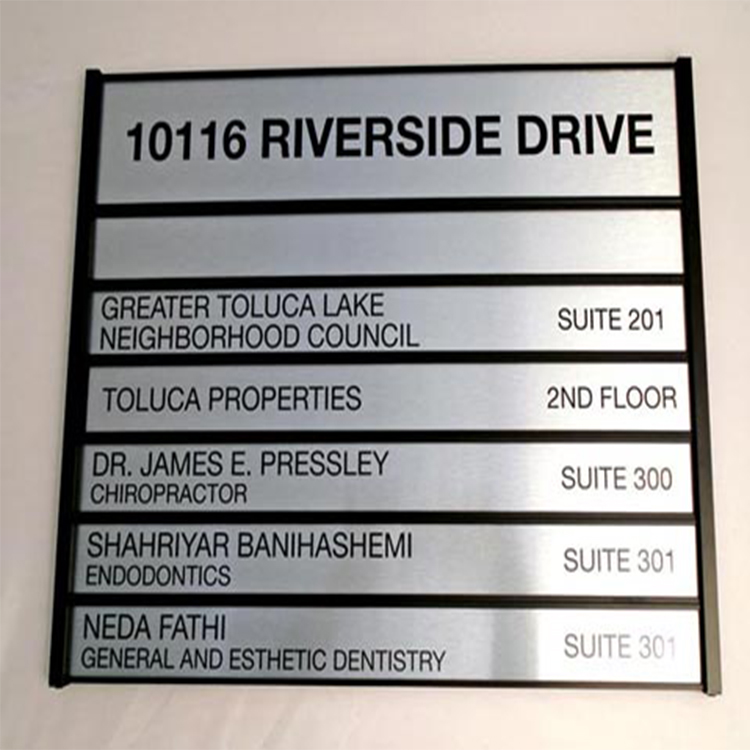Custom aluminum alloy profile sign interior use office nameplate indentification wayfinding indoor directional sign