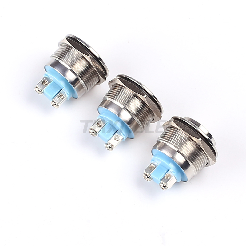 12mm 16mm 19mm 22mm reset screw metal push button 1NO Horn Push Botton Switch Domed Momentary Switch round high flat head