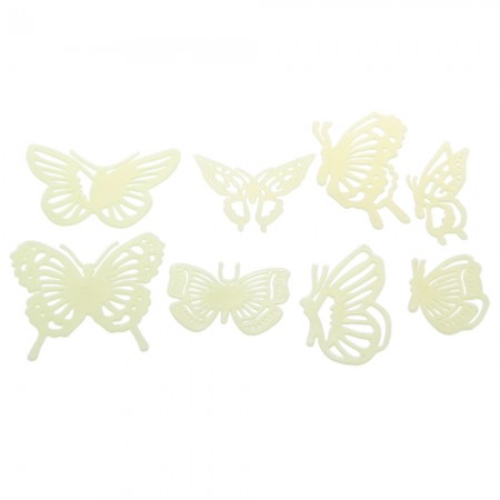 Set 8 Glow in the Dark Butterfly Wall Art Room Nursery Party Decor