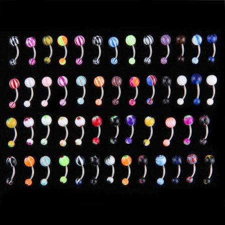 50 MI Assorted Ball Belly Navel Barbell Bars Rings Body Piercing