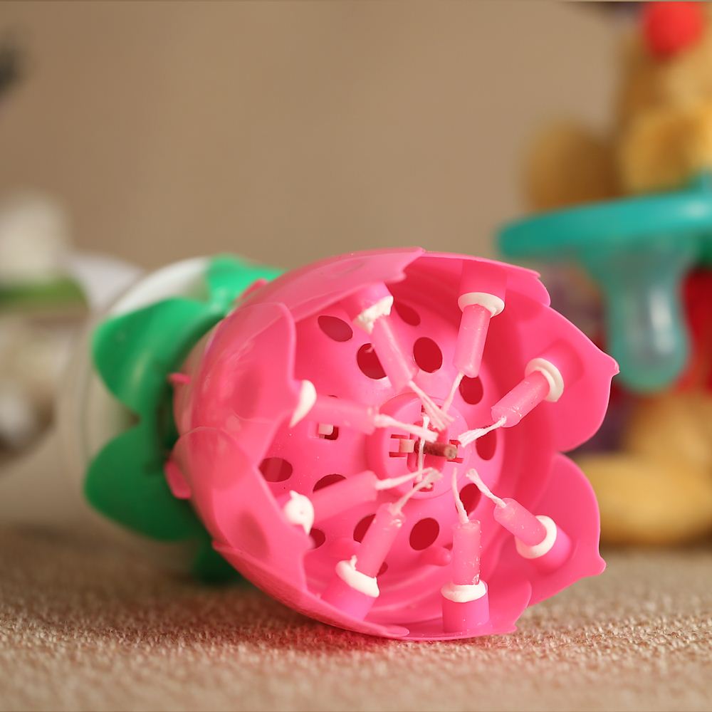 1PC Birthday Candle Beautiful Blossom Lotus Flower Candle Birthday Party Cake Music Sparkle Cake Topper Rotating Candles Decor