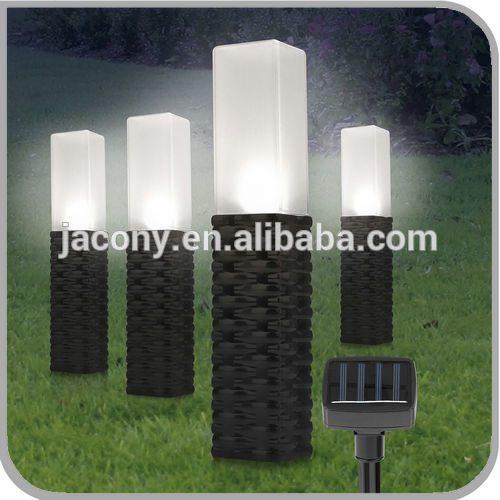 Solar yard Light Hand-woven Rattan Bollard Pathway post 4 pack(JL-7819)