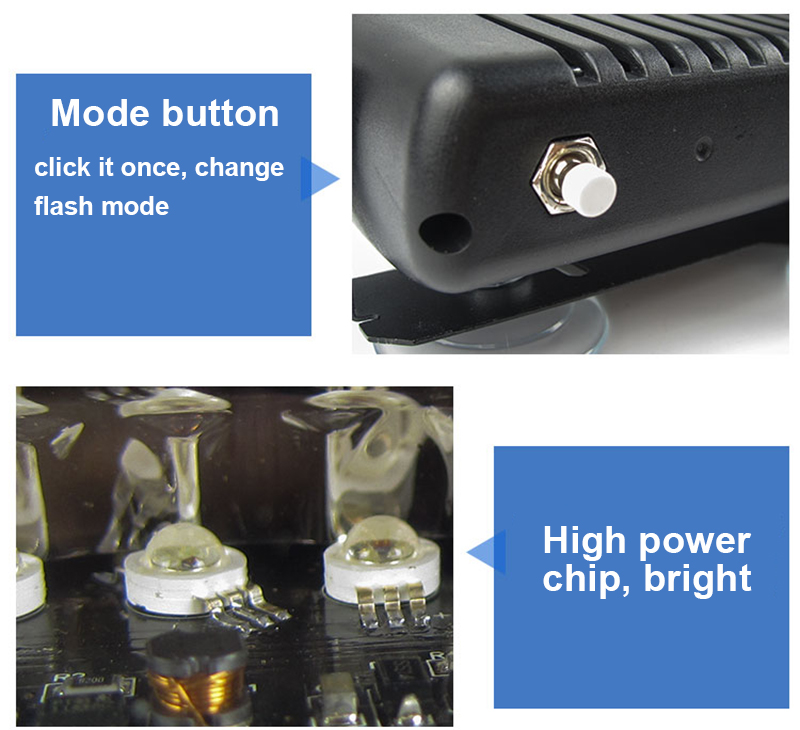 16 LED Red/Blue Car Police Strobe Flash Light Dash Emergency 18 Flashing Light Warning Lamp 12V