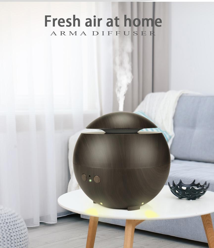 600ml Dark Wood Grain LED Aromatherapy Diffuser Scent Fragrance Room Humidifier Amazon Trending Products 2019