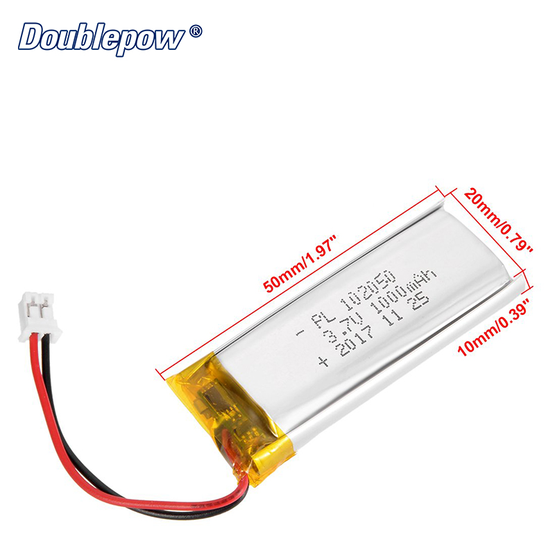 China Custom Size Ultra Thin 102050 3.7V Lithium Polymer Lipo Battery Cell with Connector