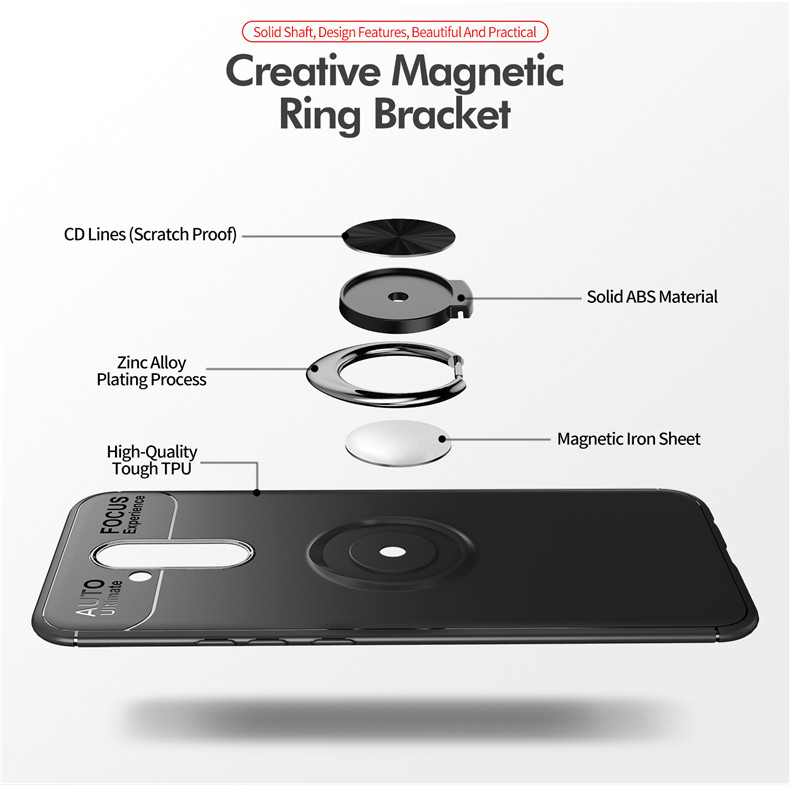 TPU Silicone Finger Metal Ring Bracket Holder Mobile Phone Case For Huawei Mate 20 Lite