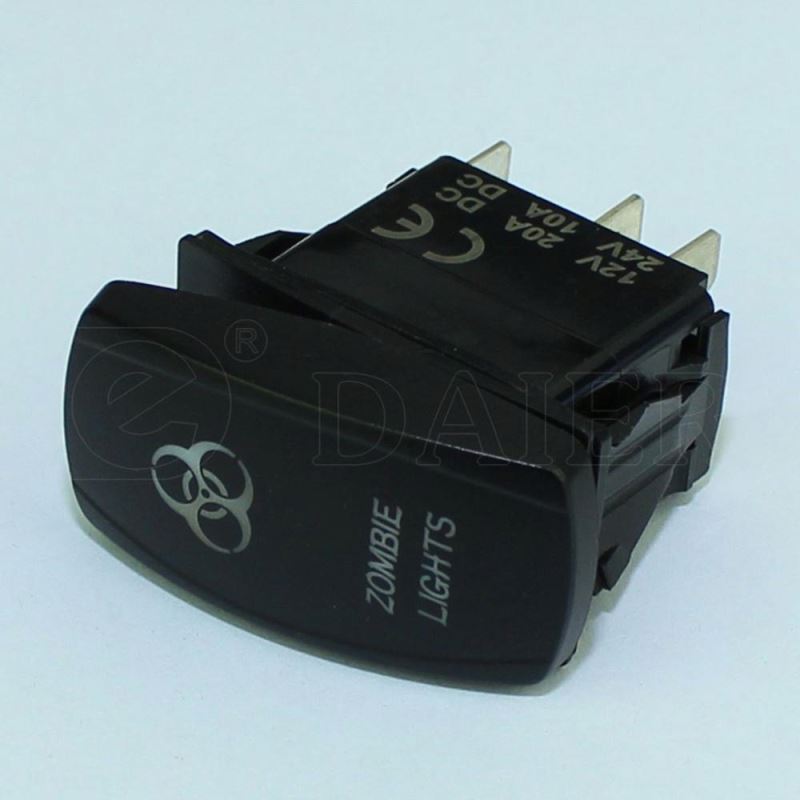 10A DC SPST 5 Terminals Dual LED Rocker Switch