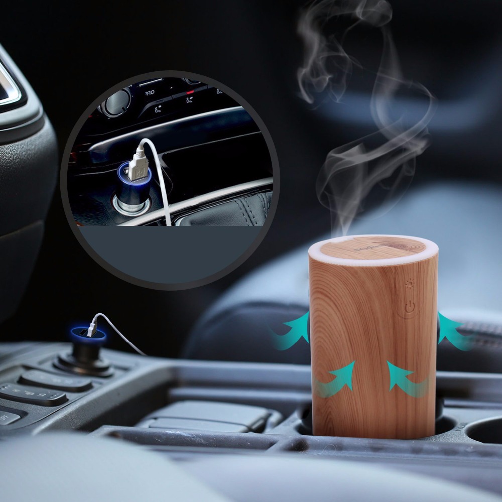 Mini Car USB Bamboo Portable Ultrasonic Wood Grain Aroma Essential Oil Diffuser for America Car