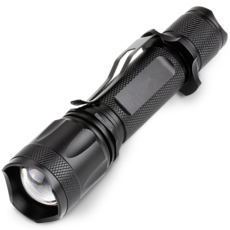 Goldmore USB Rechargeable Led Tactical flashlight Clip , Zoomable 18650 battery led Flashlight Troch with clip