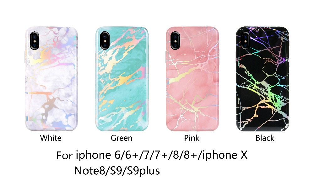 Silver Stamping Holo Chrome Marble Case Cover for iPhone 8 Plus for iPhone X Case