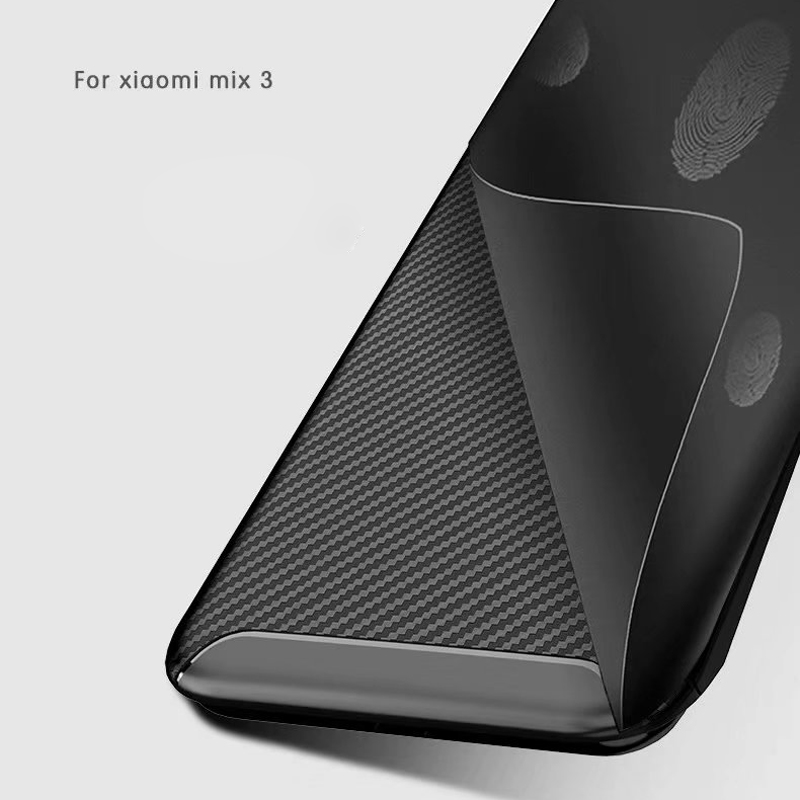 Carbon Fiber 360 Protective phone case For Xiaomi Mix 3 TPU Silicone back cover case