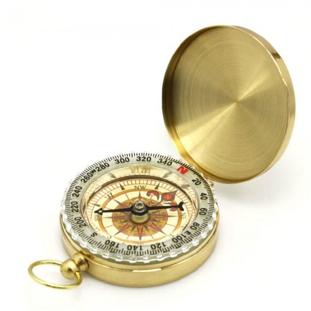 Outdoor equipment pure copper clamshell directional multi-function compass compass pocket watch map luminous gold-plated compass