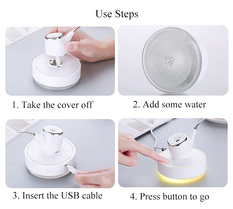 USB LED Light Ultrasonic Oil Diffuser, Tobacco Pipe Air Humidifier Purifier Aroma Diffuser for Aromatherapy