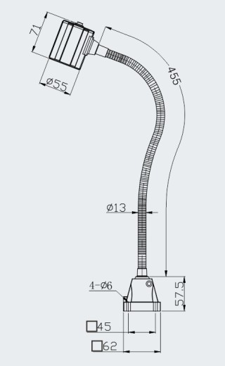 ONN-M3R Gooseneck Lamp Parts 24vac dc LED Machine Work Light