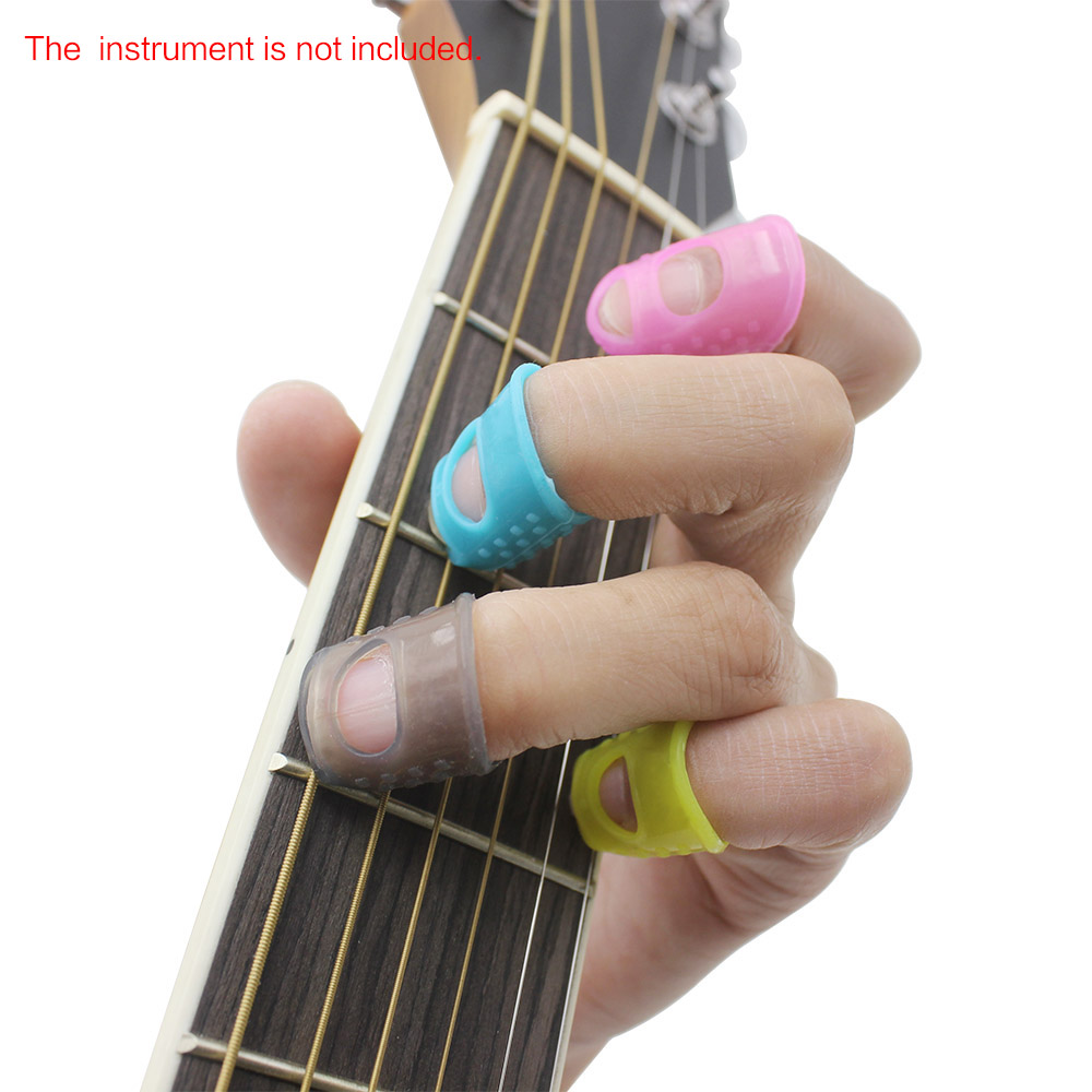 Hot Sale 4 in 1 Flexible Fingerstall Fingertip Protectors Silicone Guitar string Finger Guards Fingertip for Guitar Ukulele Bass
