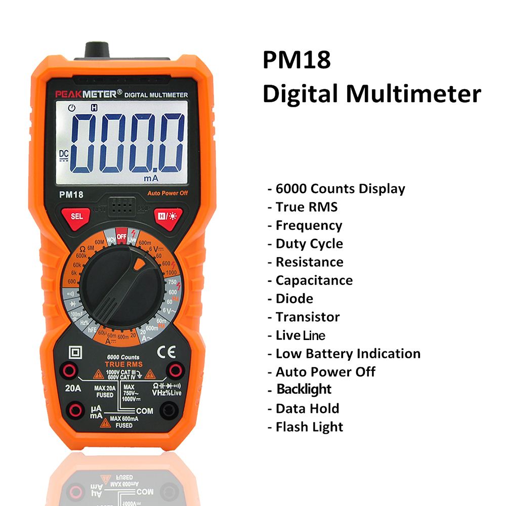 Digital Multimeter Multi-use Tester AC/DC Voltage Current Resistance Capacitance Frequency hFE NCV Live Line diagnostic-tool
