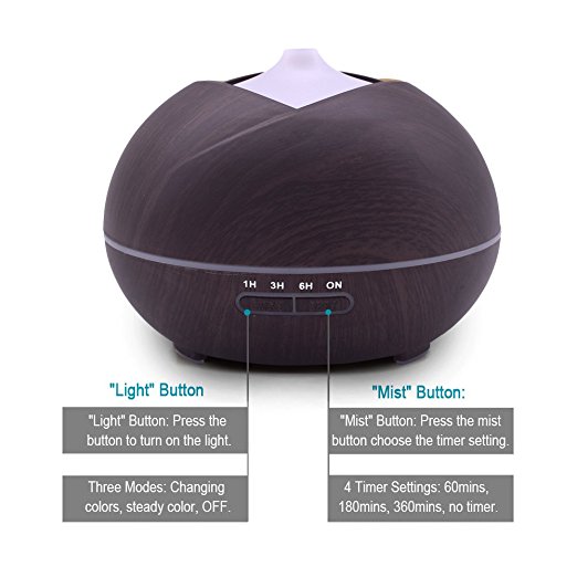 OEM urpower 300ml wood grain electronic smart essential oil diffuser aroma diffuser with 7 Color led