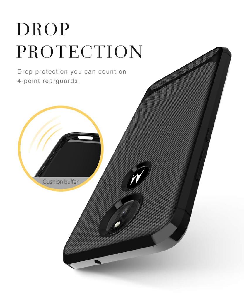 Carbon Fiber Silicon Back Cover For Motorola Moto G7 Play Phone Case