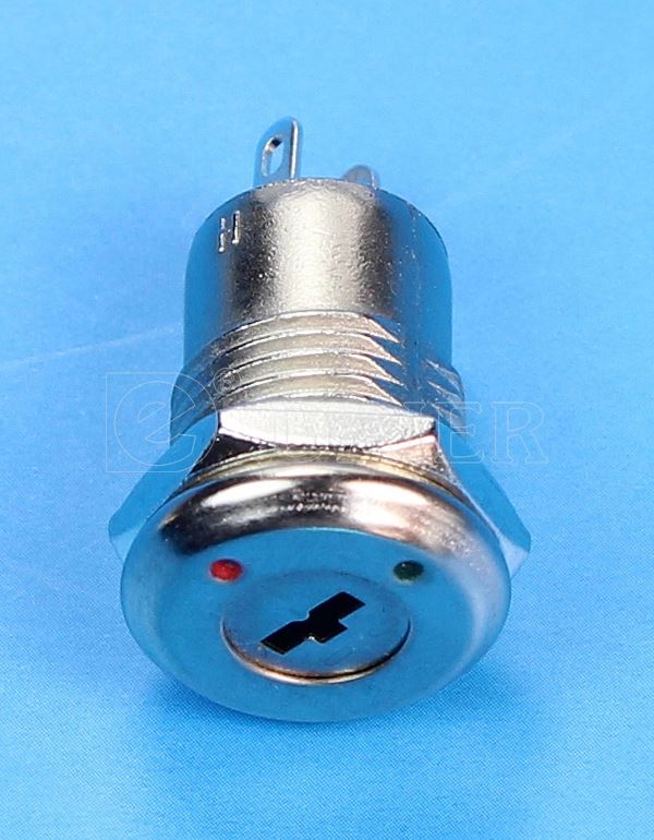 12mm Mounting Size Mini Round Metal 2 Pin 2 Position Nut Switch Key