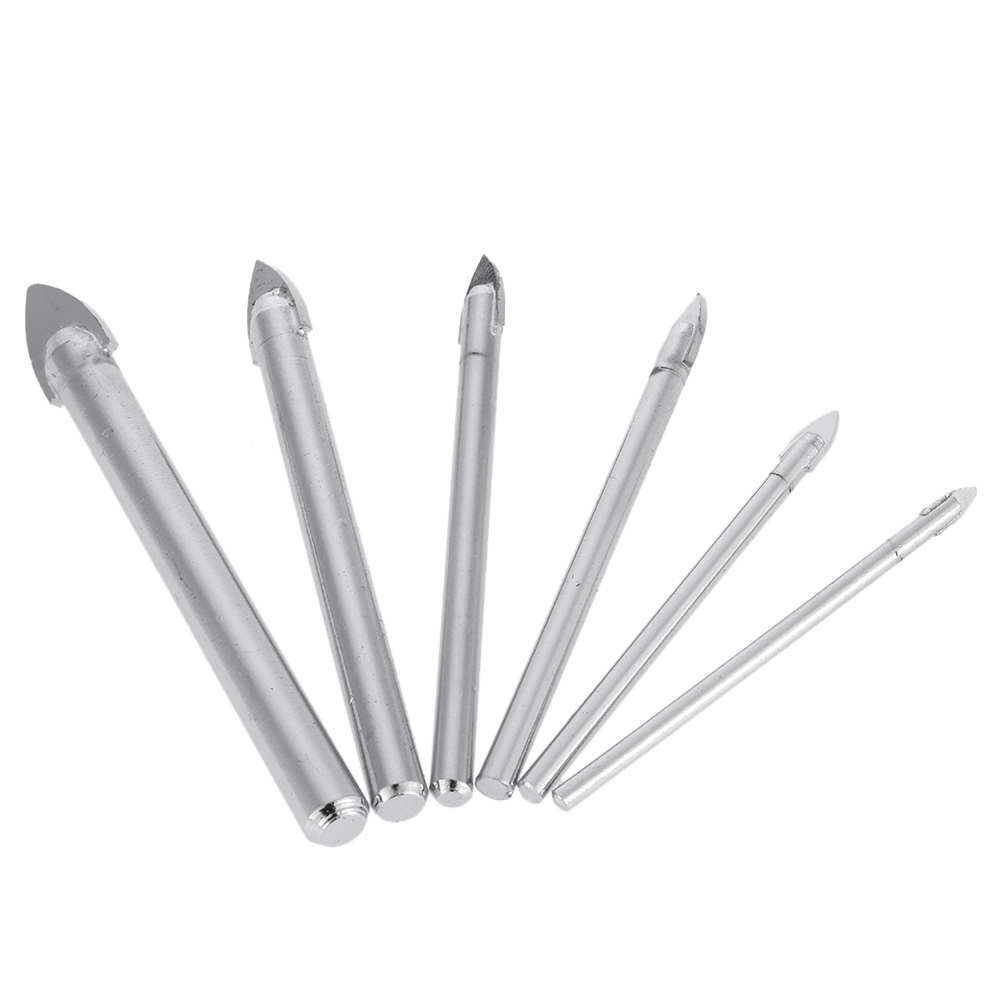 6pcs/set YG8 Quality Glass & Tile Drill Bit Set Power Tools Set Triangular Glass Ceramic Drill perforator ferramentas furadeira