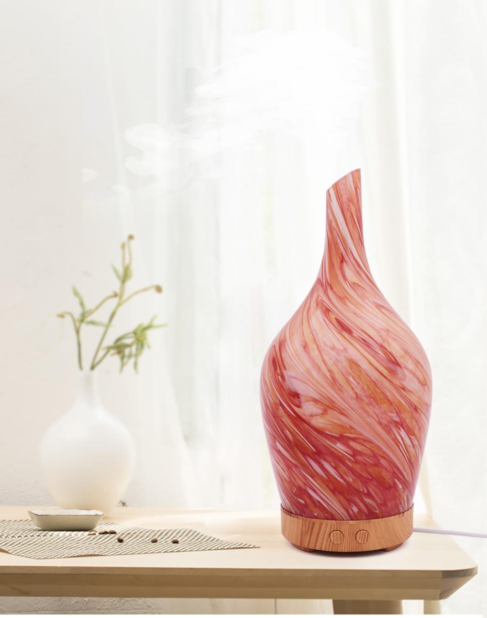 Rock Pattern Handmade Glass Art Essential Oil Diffuser,100ml Intermittent Setting Ultrasonic Spa Aroma Cool Mist Humidifier