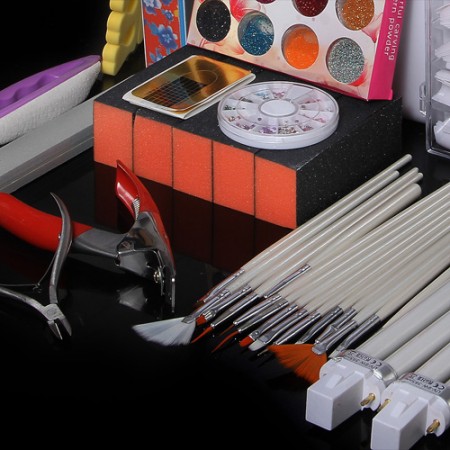 16 Pcs Nail Art Dryer Machine+Acrylic Powder Glitter Tip Brush