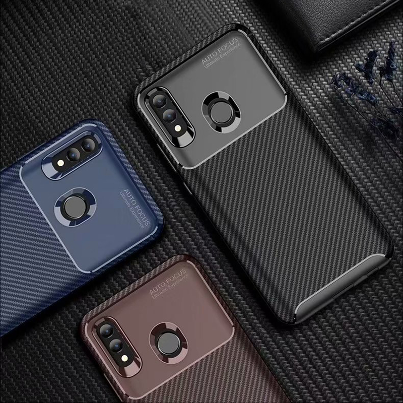 New Premium Shock Protection Carbon Fiber Skin TPU Silicone Case For Huawei P Smart 2019