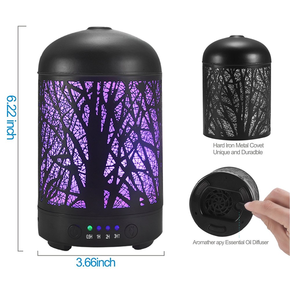 100ml Metal Aroma Diffuser with Colorful LED Home Use air freshener lights symbolic gift for birthday