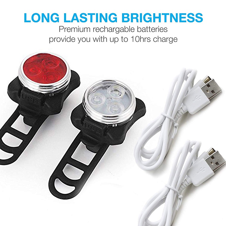 USB Rechargeable Bike Light Set Powerful Lumens Bicycle LED Front and Back Rear Lights