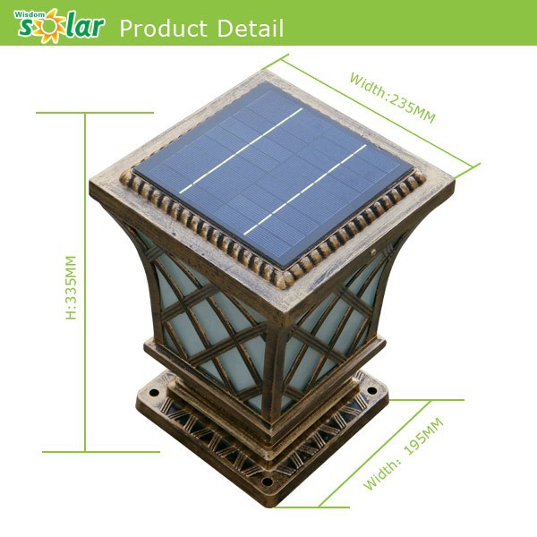 Aluminum trellis main gate post lights / solar post lights for garden lighting/ main gate lights for outdoor lighting