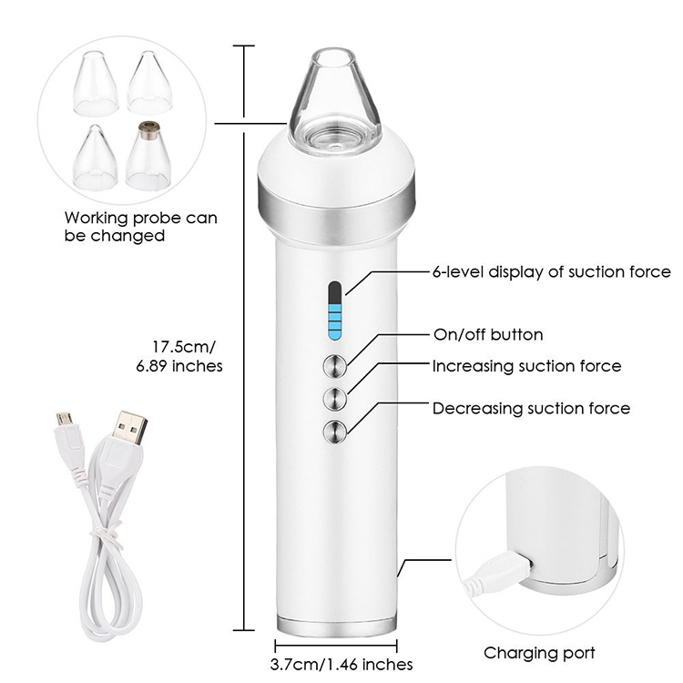 2018 New Product  6 Intensity  Blackhead Suction device  Microdermabrasion Machine Nose Blackhead  Remover