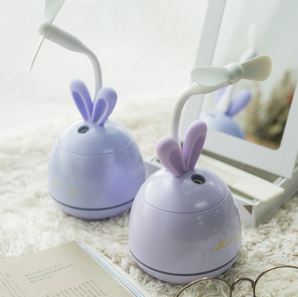 USB 200ml Cool Mist Humidifier with Breathing Light, Mini Size Rabbit Humidifier for Bedroom Home Office Desktop