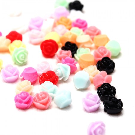 Bo of 60pcs 12 Colors Acrylic 3D Rose Flower Crystal Nail Art Decoration