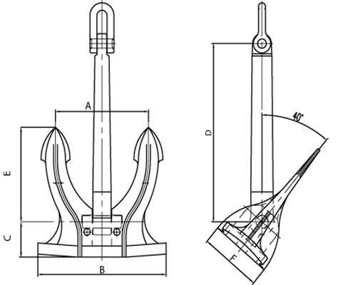 JV06-80 KG Black Ship's Anchor For Type M Spek Anchor