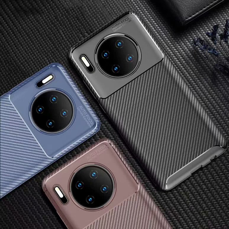 New Premium Shock Protection Carbon Fiber Skin TPU Silicone Case For Huawei mate 30